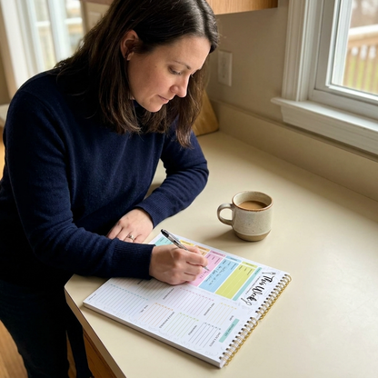 The Brellano planner in a real kitchen, on the fridge
