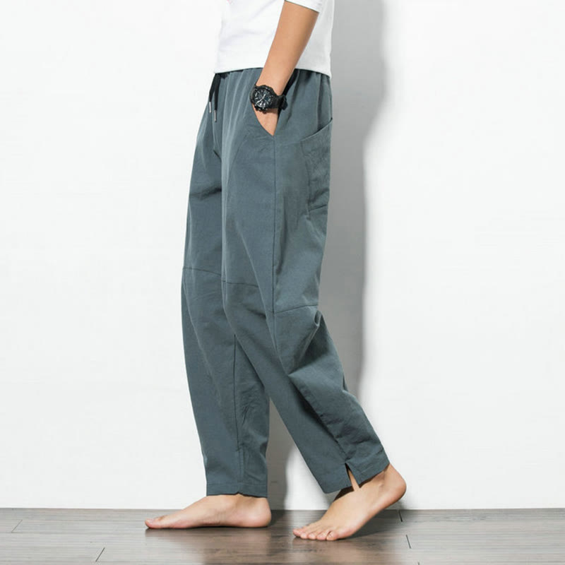 Men's Cotton Drawstring Pants with Pockets — product detail 4