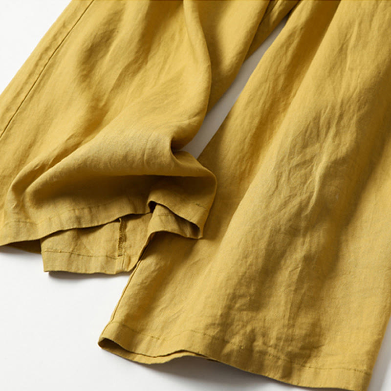 Cotton-Linen Wide-Leg Pants with Pockets — product detail 4