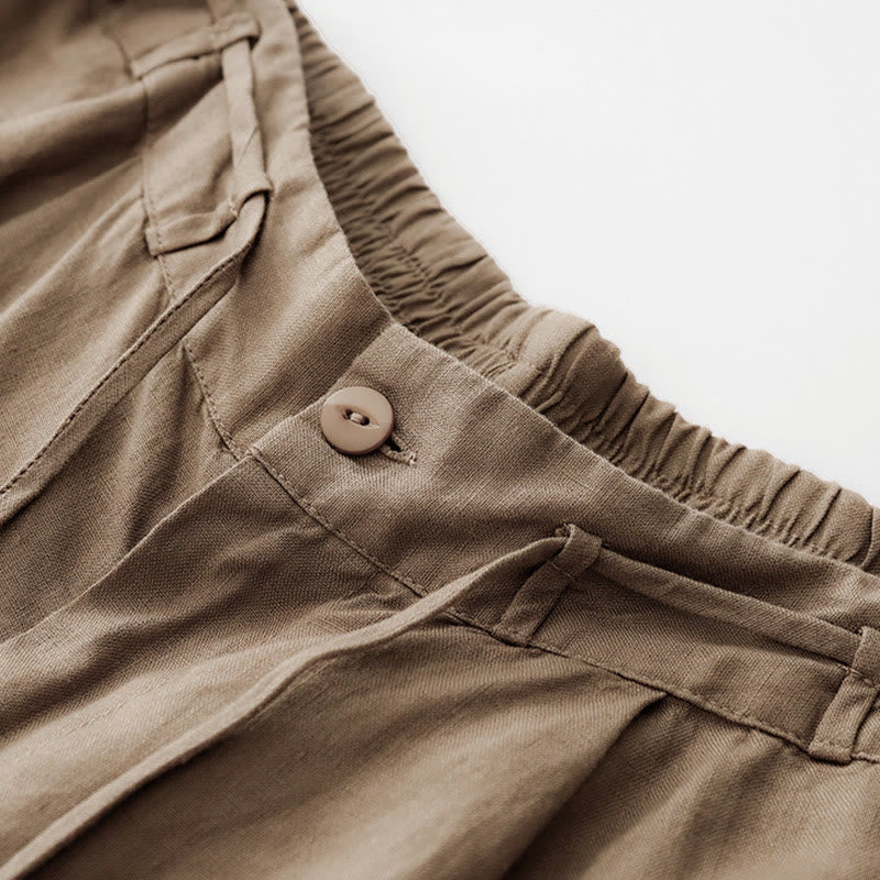 Cotton-Linen Ankle-Length Pants with Pockets — product detail 2
