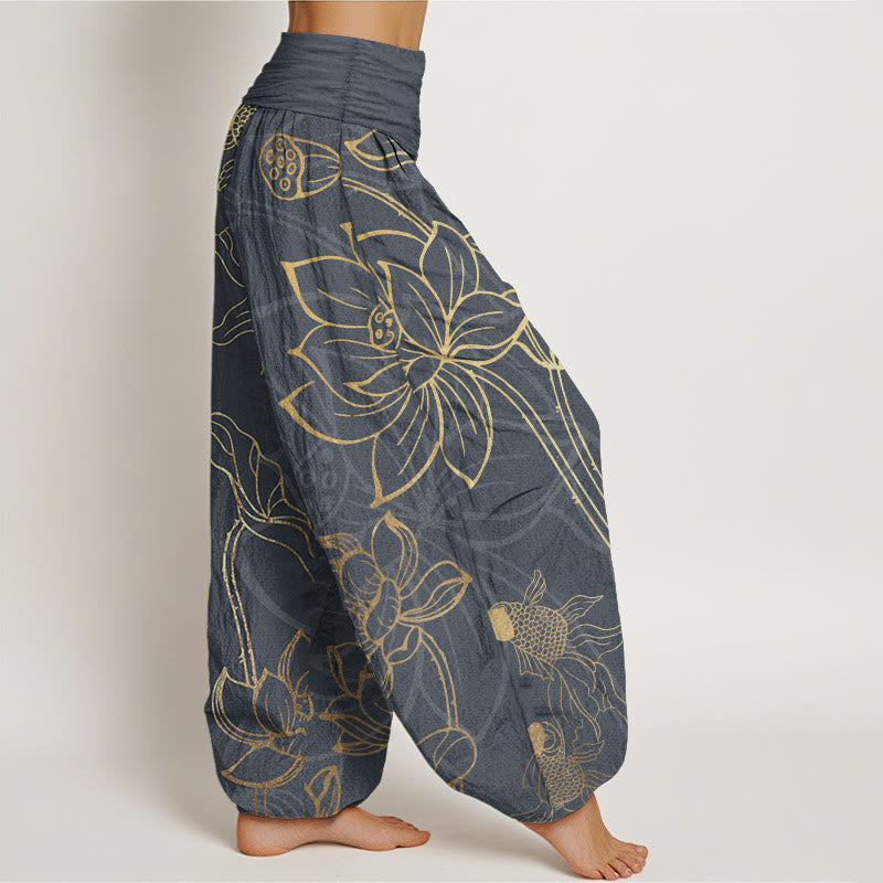 Koi & Lotus Cotton Harem Pants — product detail 8