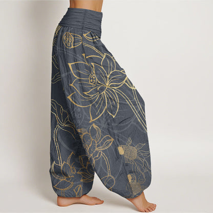 Koi & Lotus Cotton Harem Pants — product detail 8