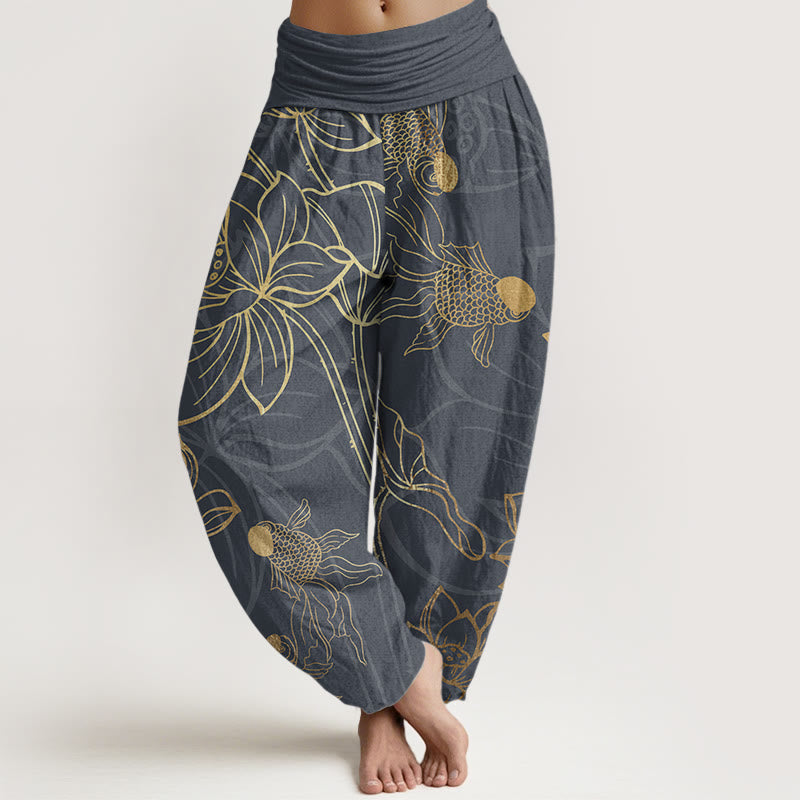 Koi & Lotus Cotton Harem Pants — product detail 6