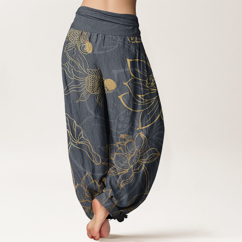 Koi & Lotus Cotton Harem Pants — product detail 7