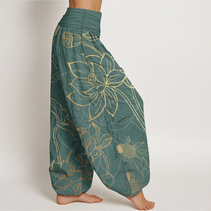 Koi & Lotus Cotton Harem Pants — product detail 3