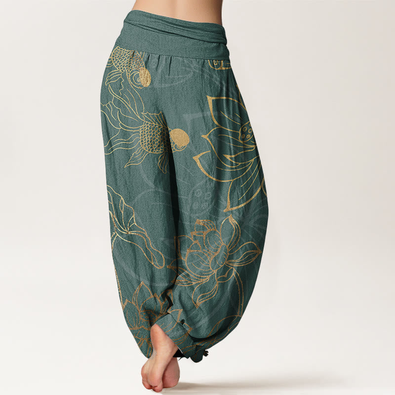 Koi & Lotus Cotton Harem Pants — product detail 2