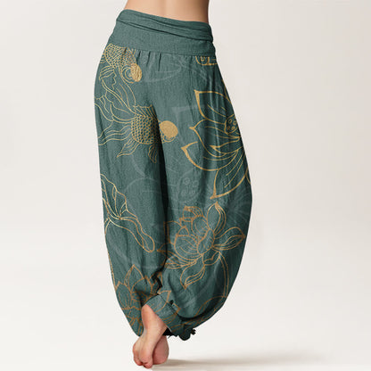 Koi & Lotus Cotton Harem Pants — product detail 2