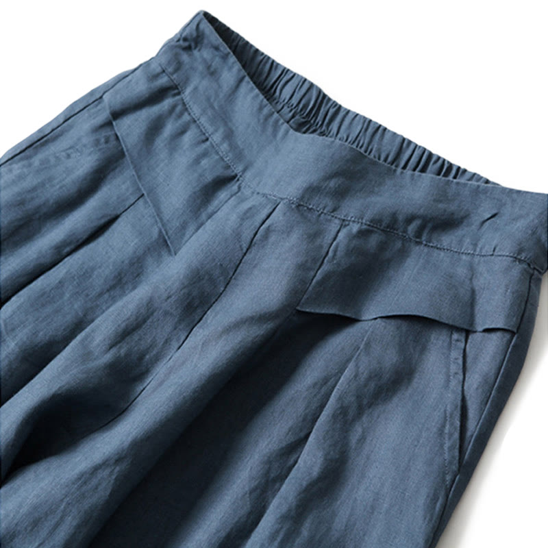 Cotton-Linen Wide-Leg Pants with Pockets — product detail 7