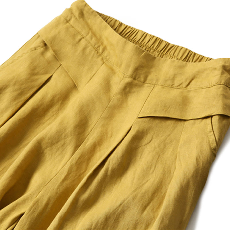 Cotton-Linen Wide-Leg Pants with Pockets — product detail 2