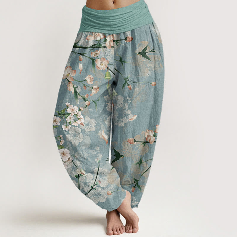 Peach Blossom Cotton Harem Pants — product detail 1