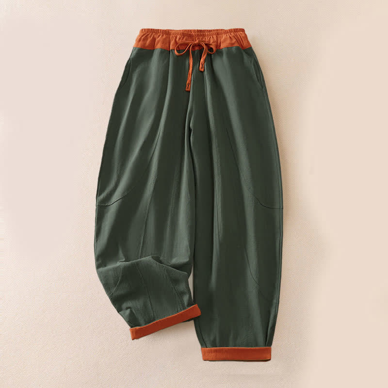 Cotton Drawstring Harem Pants with Pockets — product detail 1