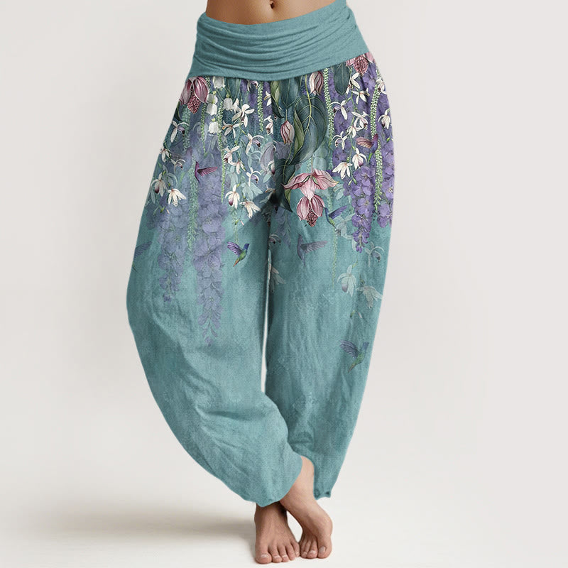 Orchid & Birds Cotton Harem Pants — product detail 1