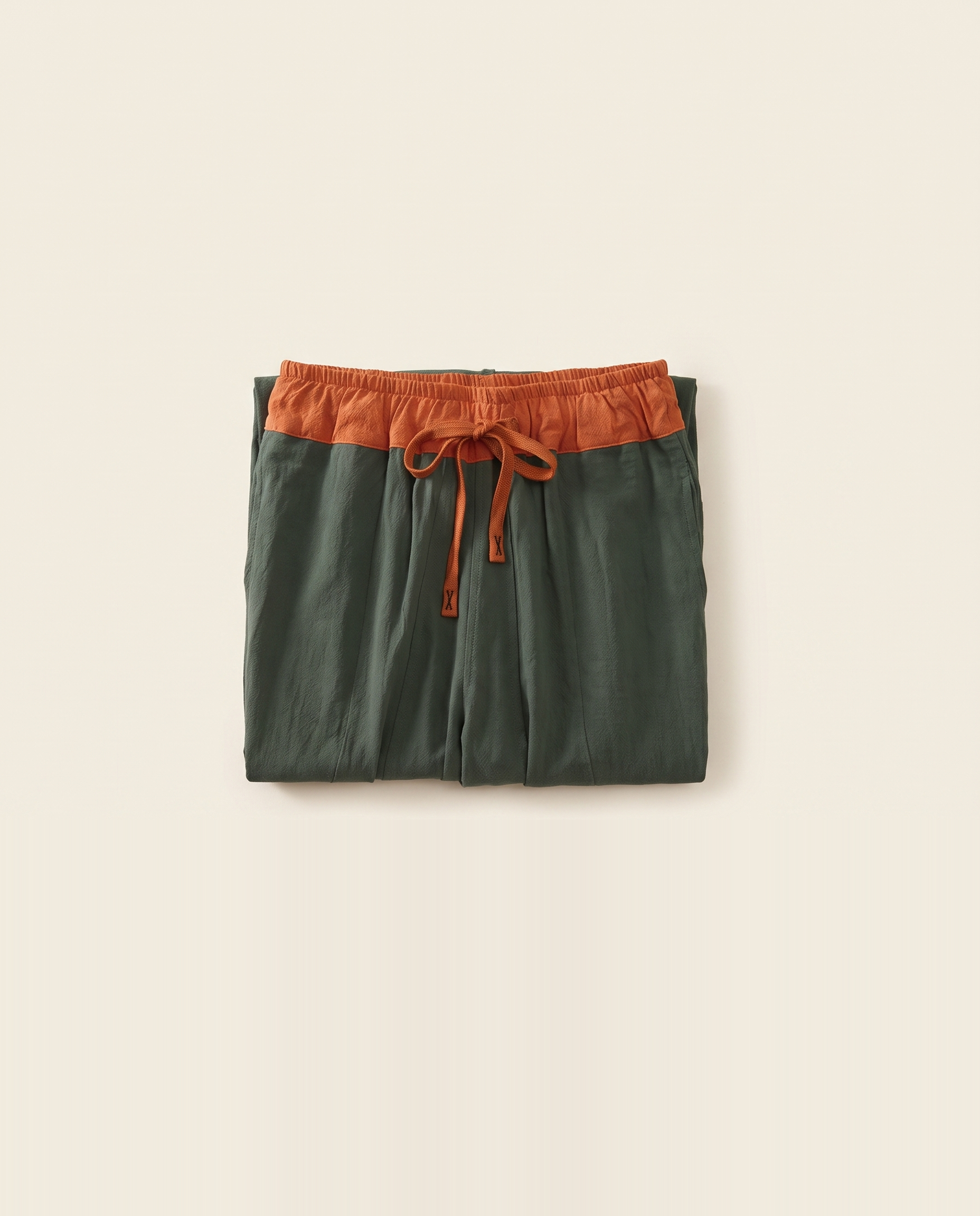 Cotton Drawstring Harem Pants with Pockets — folded view