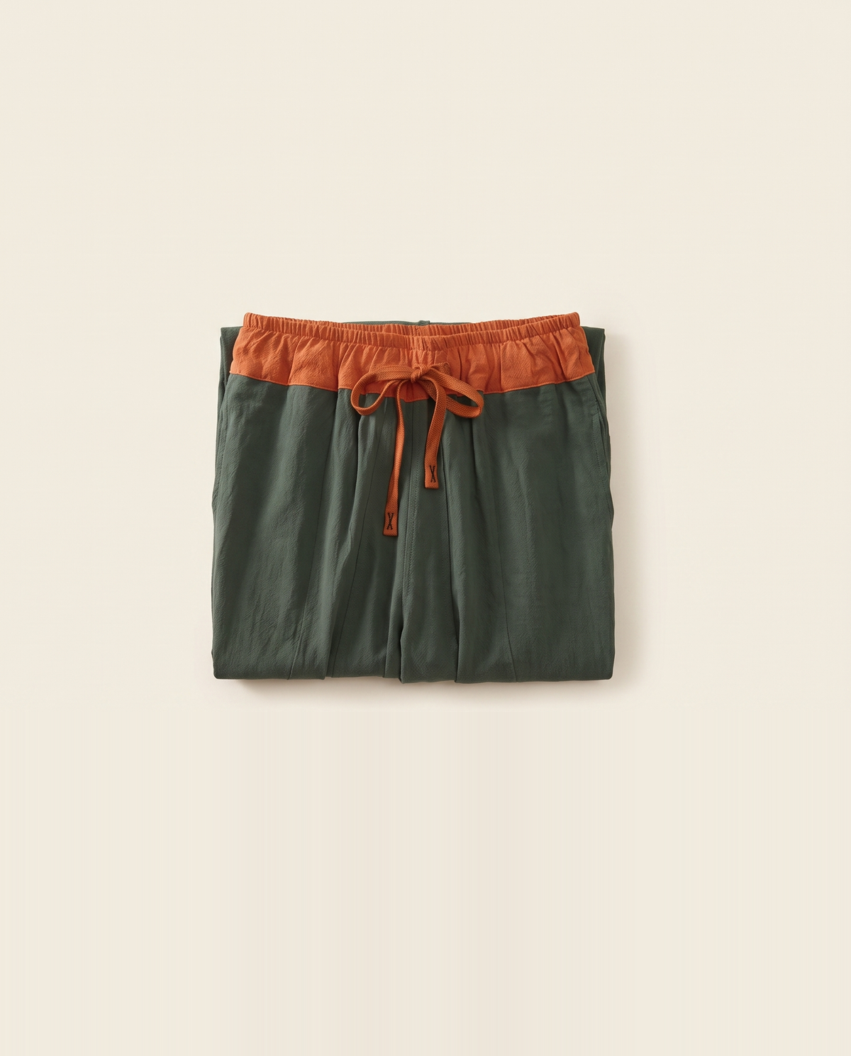 Cotton Drawstring Harem Pants with Pockets — folded view