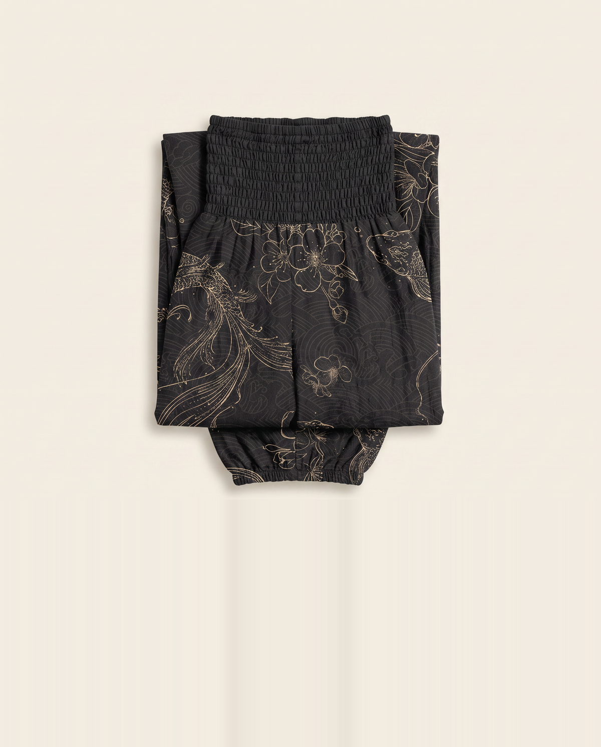 Koi Floral Cotton Harem Pants — folded view