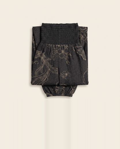 Koi Floral Cotton Harem Pants — folded view
