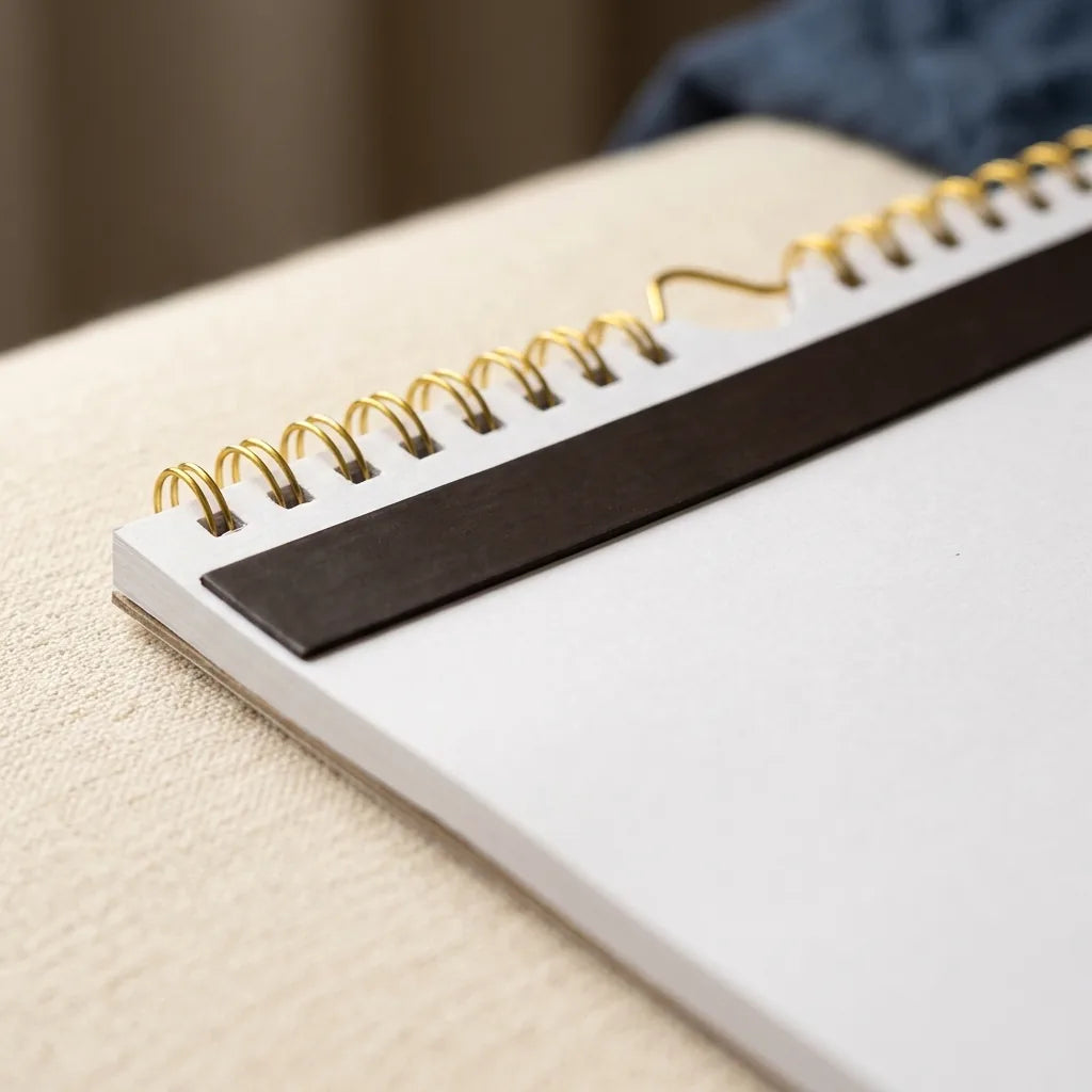 Magnetic back and spiral binding close-up