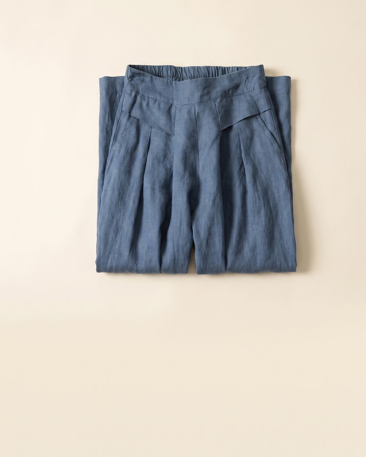 Cotton-Linen Wide-Leg Pants with Pockets — folded view