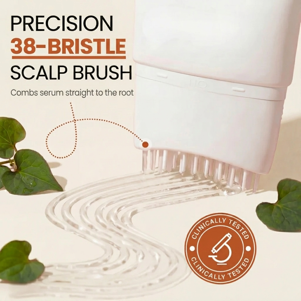 vaya 38-bristle scalp brush applicator combing serum into the scalp