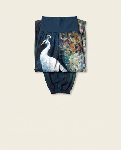 Peacock Cotton Harem Pants — folded view