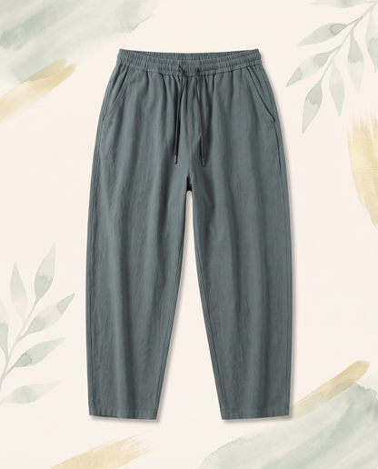 Men's Cotton Drawstring Pants with Pockets — flat-lay view