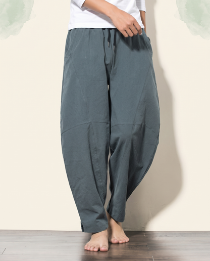 Men's Cotton Drawstring Pants with Pockets — worn by a model