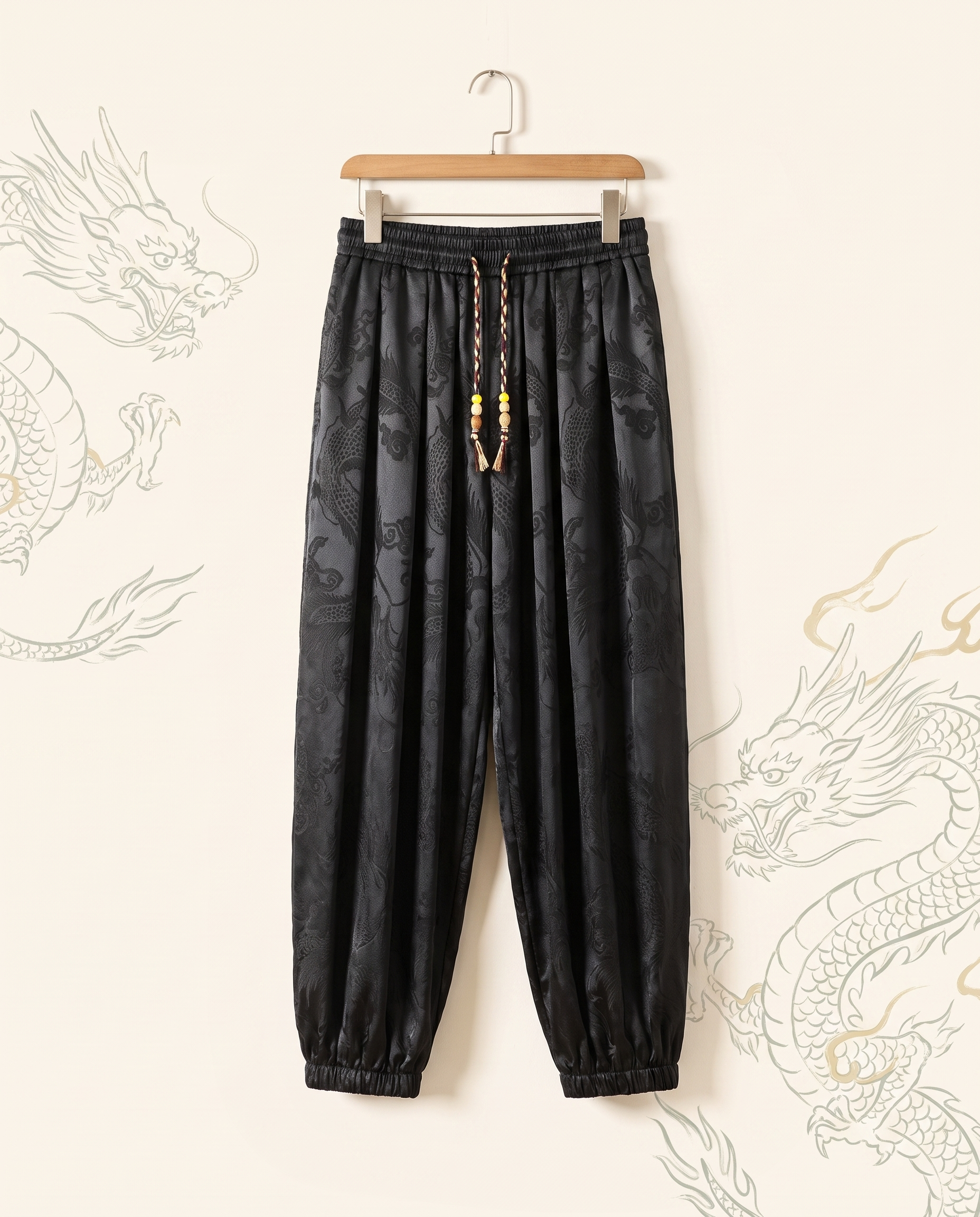 Men's Dragon Harem Pants with Pockets — hanging view