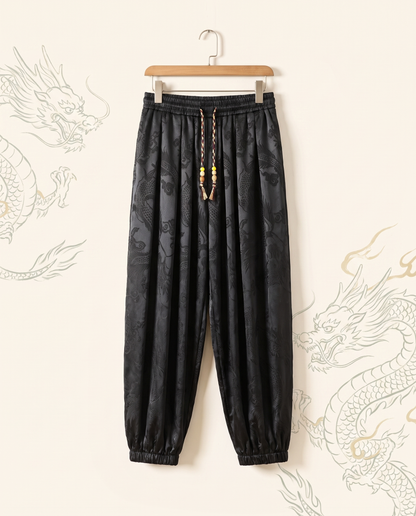 Men's Dragon Harem Pants with Pockets — hanging view