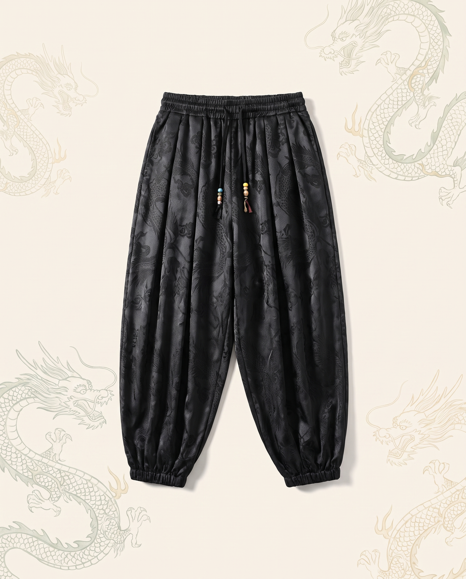 Men's Dragon Harem Pants with Pockets — flat-lay view