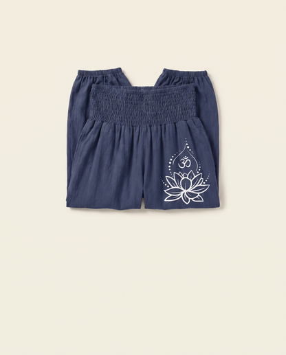 Lotus & Om Cotton Harem Pants — folded view