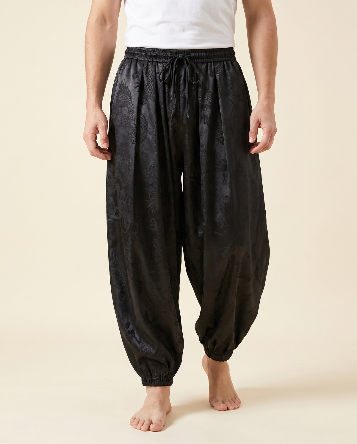 Men's Dragon Harem Pants with Pockets — worn by a model
