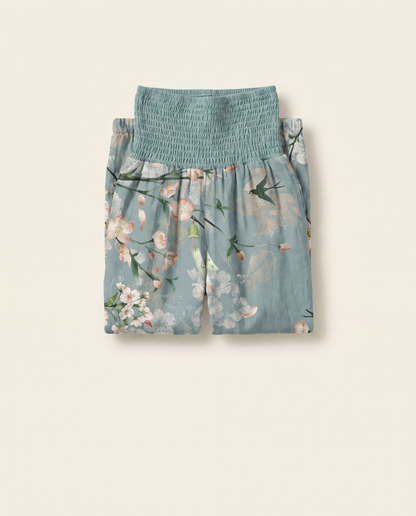 Peach Blossom Cotton Harem Pants — folded view