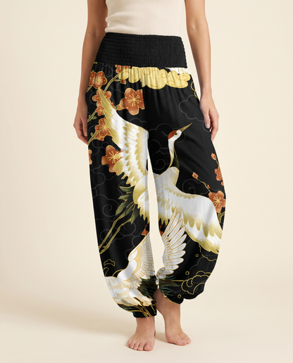 Crane & Cloud Cotton Harem Pants — worn by a model