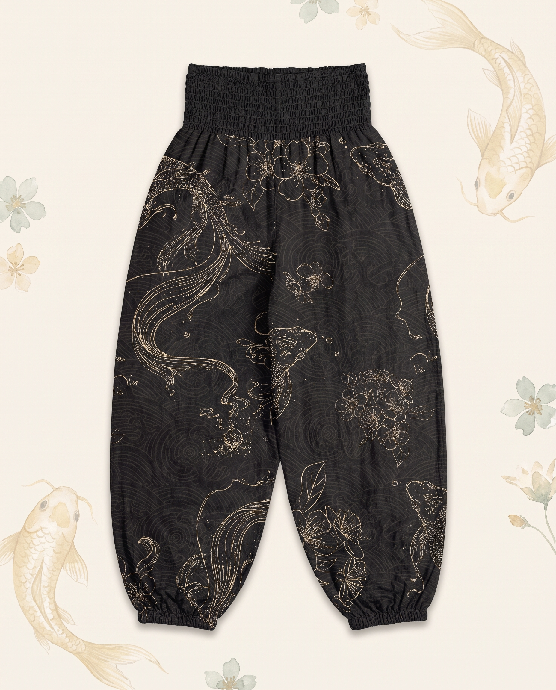 Koi Floral Cotton Harem Pants — flat-lay view