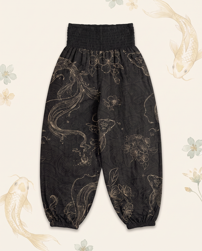 Koi Floral Cotton Harem Pants — flat-lay view