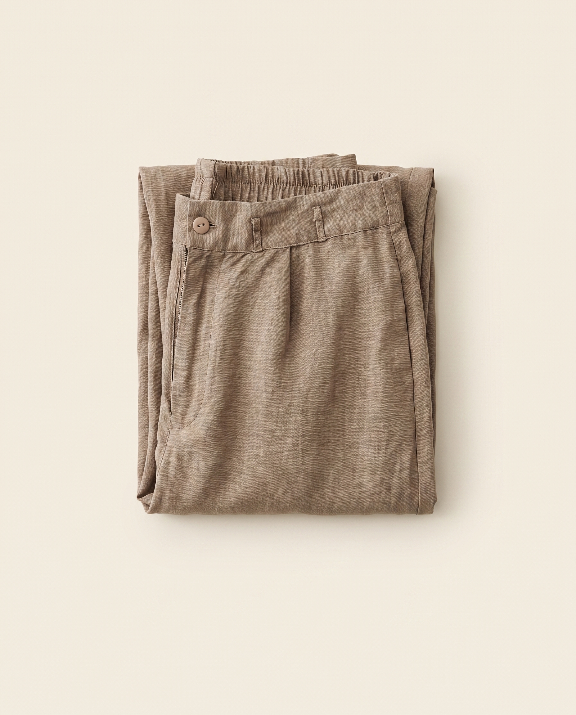 Cotton-Linen Ankle-Length Pants with Pockets — folded view
