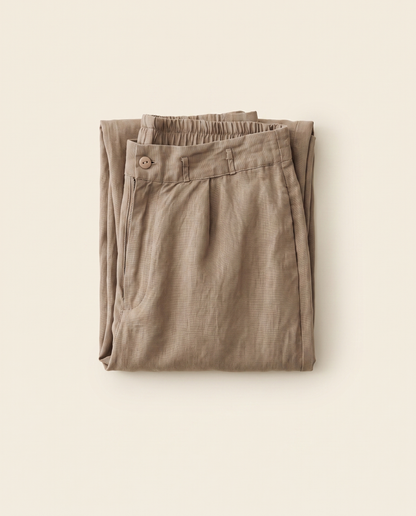 Cotton-Linen Ankle-Length Pants with Pockets — folded view
