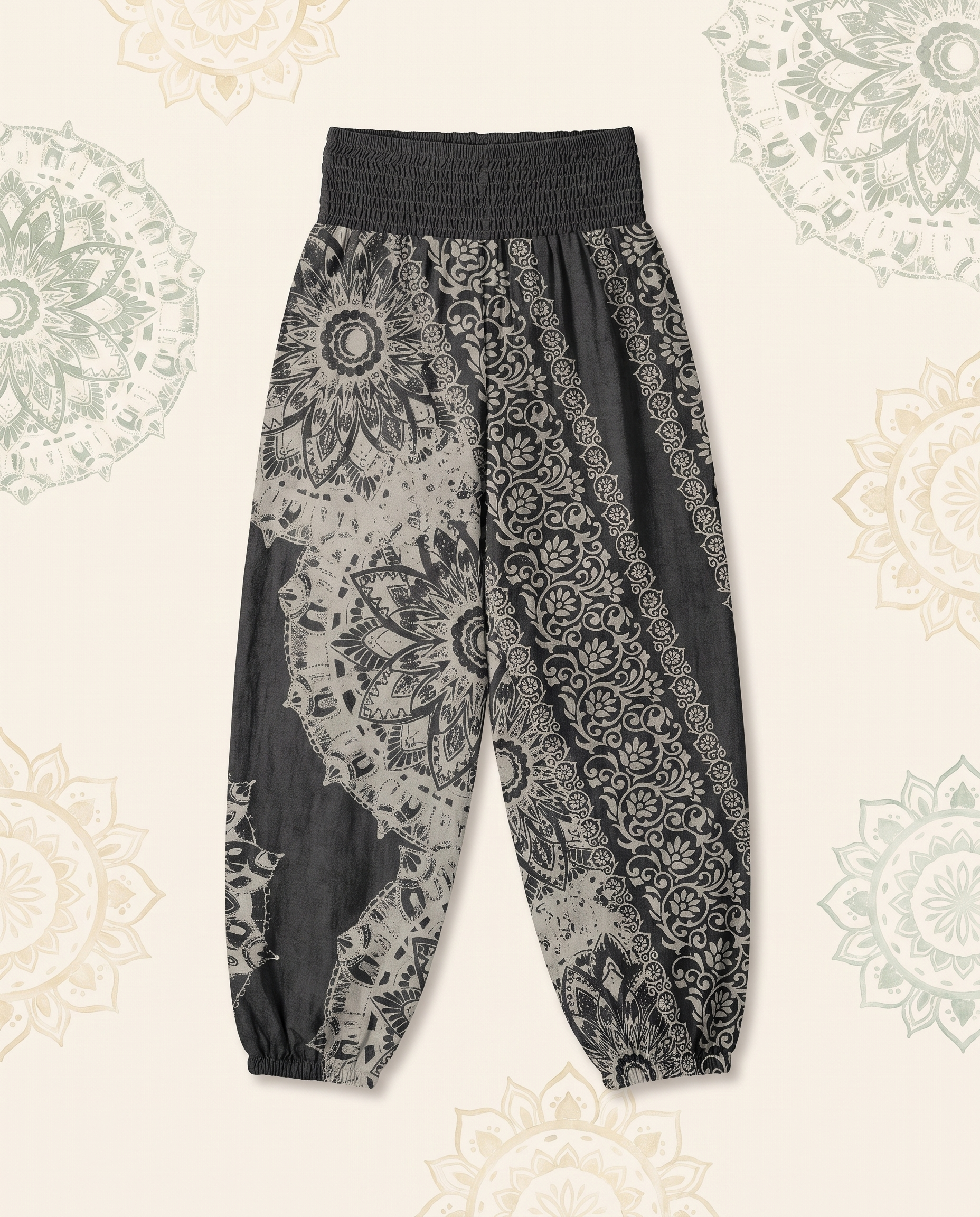 Mandala Cotton Harem Pants — flat-lay view