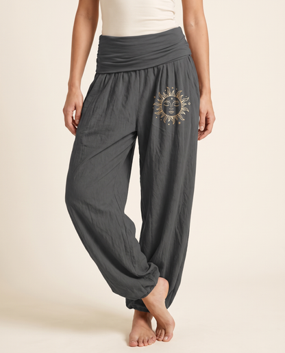 Sun & Moon Cotton Harem Pants — worn by a model