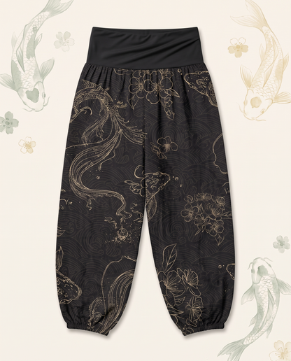 Koi Floral Cotton Harem Pants — flat-lay view