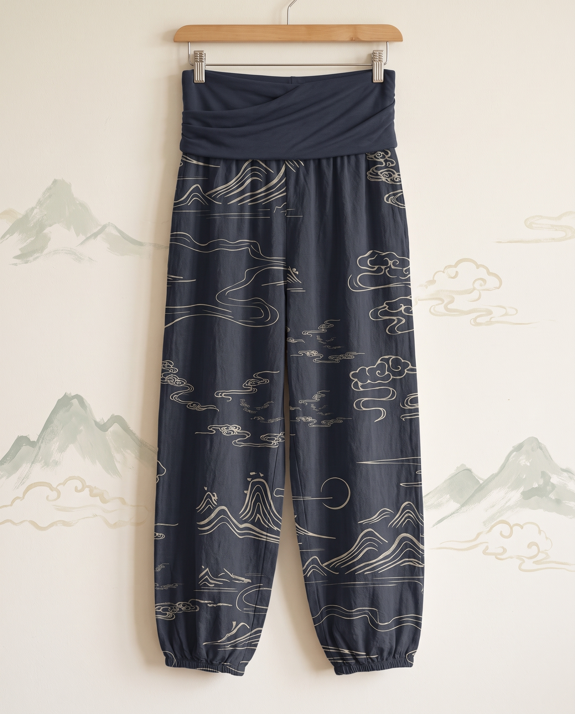 Mountain Moon Cotton Harem Pants — hanging view