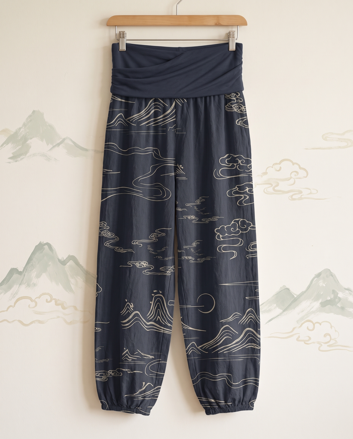 Mountain Moon Cotton Harem Pants — hanging view