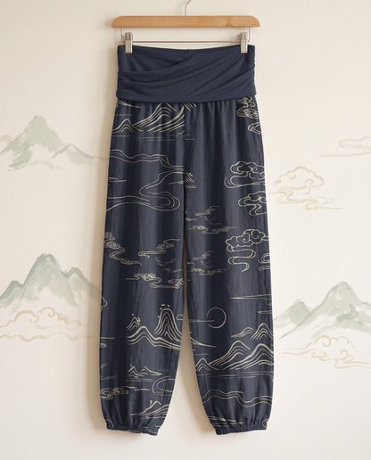 Mountain Moon Cotton Harem Pants — hanging view