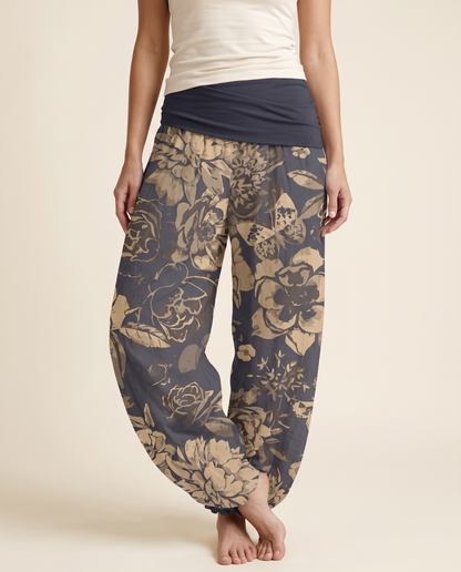 Peony Cotton Harem Pants — worn by a model