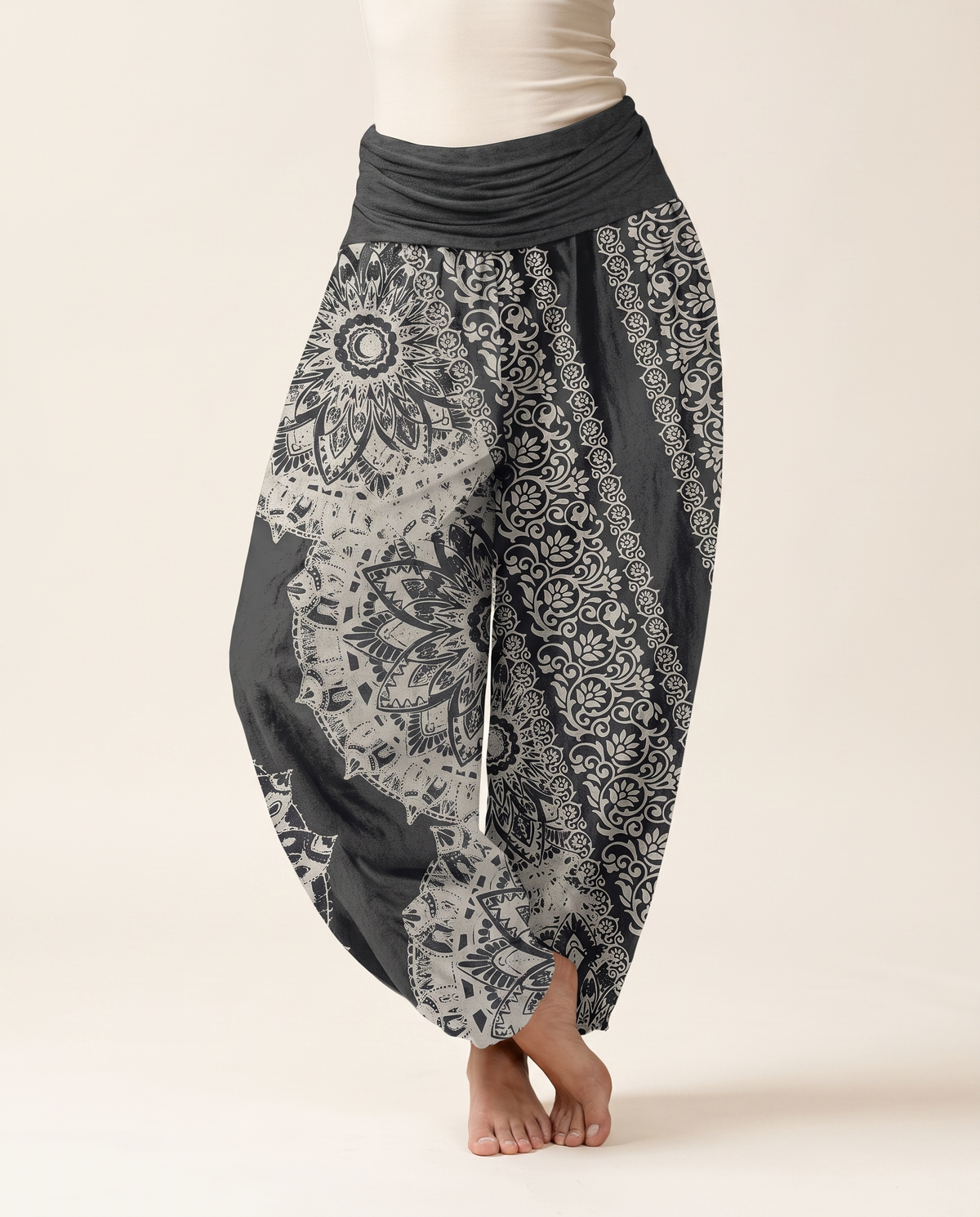 Mandala Cotton Harem Pants — worn by a model