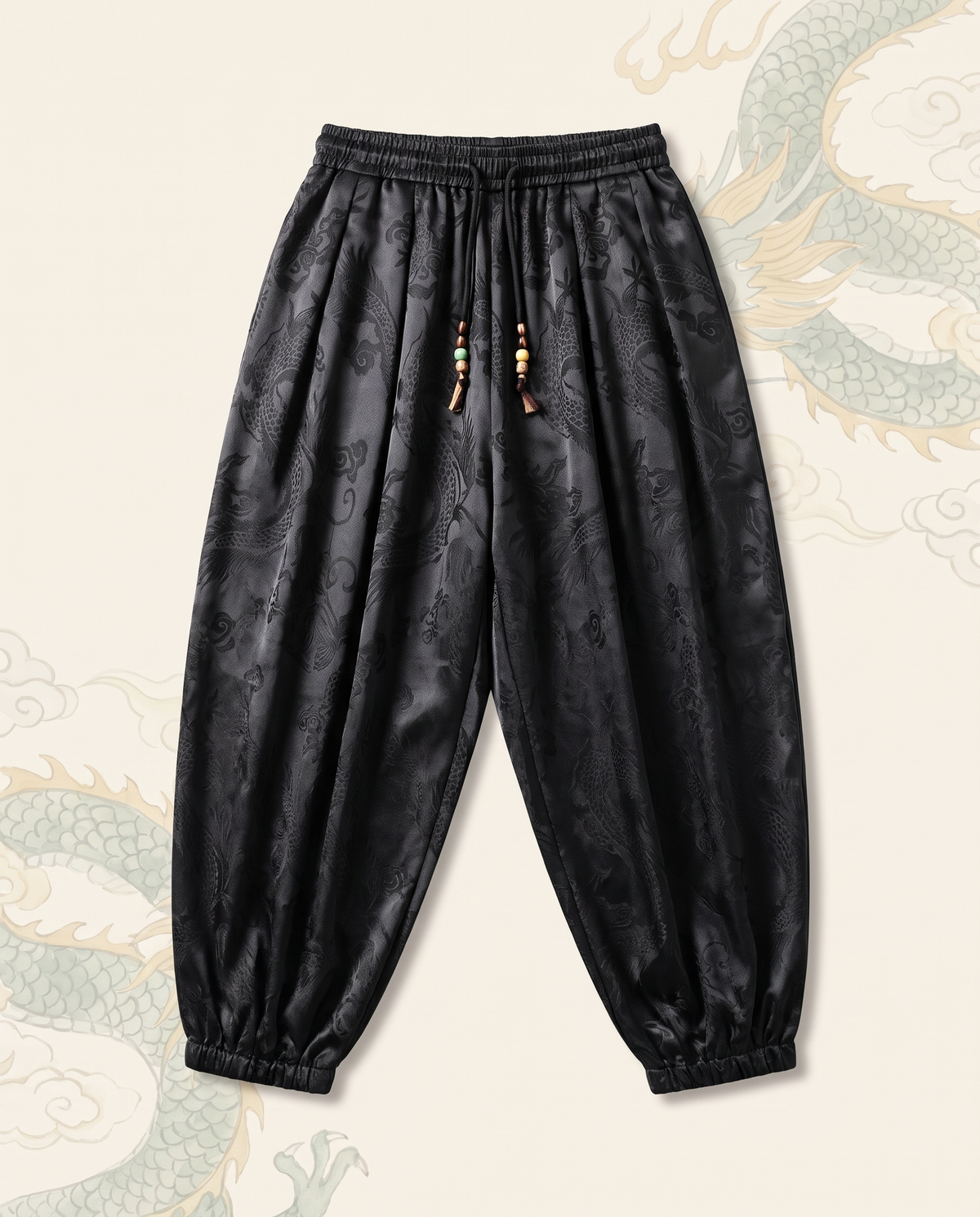 Men's Dragon Harem Pants with Pockets — flat-lay view