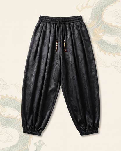 Men's Dragon Harem Pants with Pockets — flat-lay view