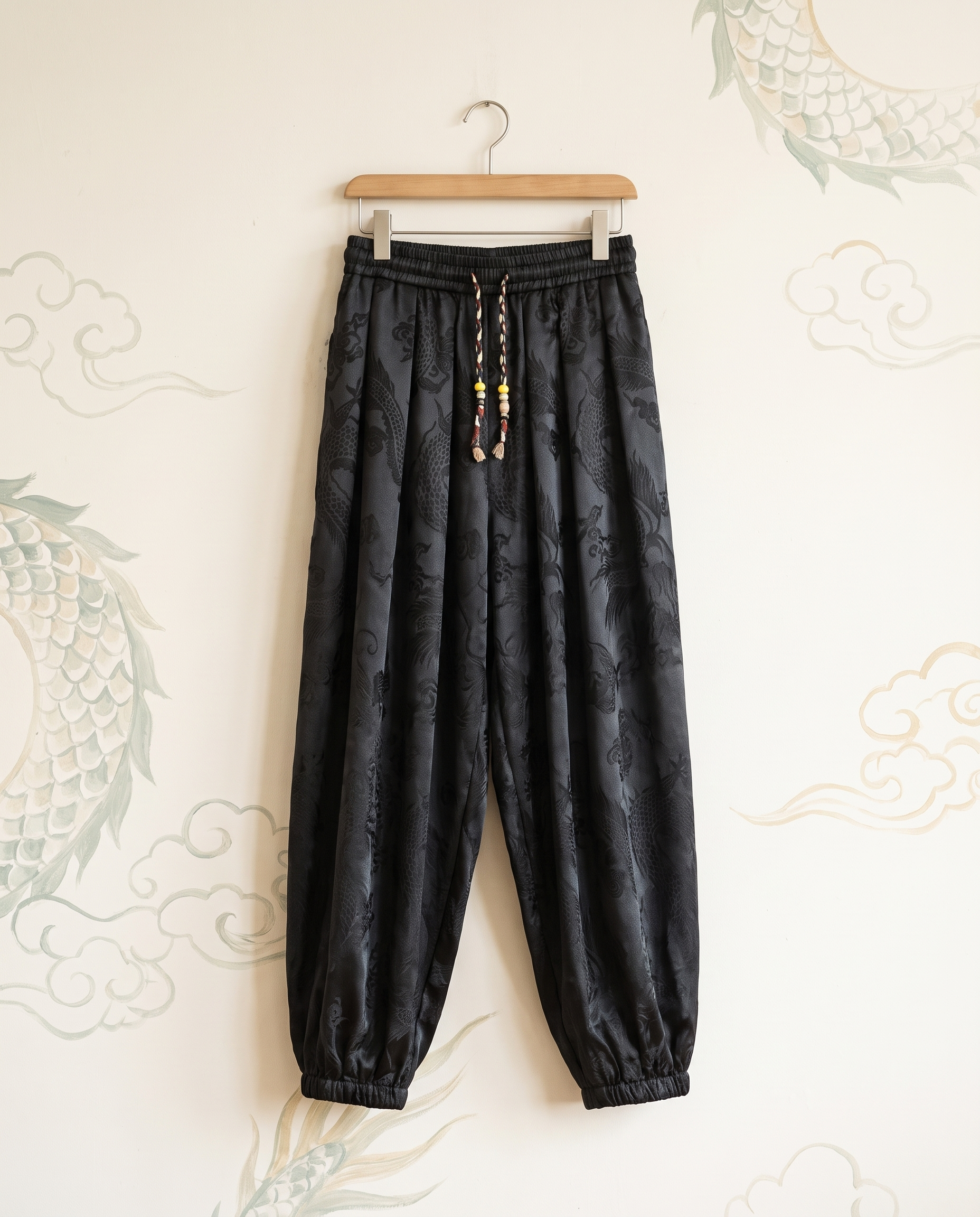 Men's Dragon Harem Pants with Pockets — hanging view