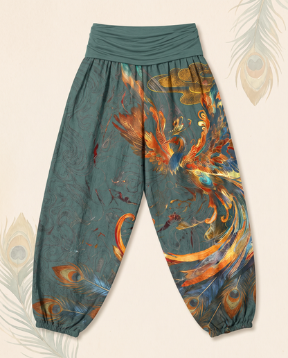Phoenix Cotton Harem Pants — in cadet blue, flat-lay view