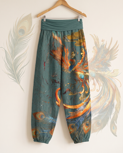 Phoenix Cotton Harem Pants — in cadet blue, hanging view